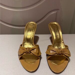 Jimmy’s  Tan Bow-Accent Women's Mules